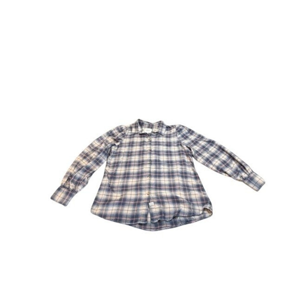 Rails Angelica Womens Plaid Button Down Shirt Pink Blue Puff Shoulder Size Large